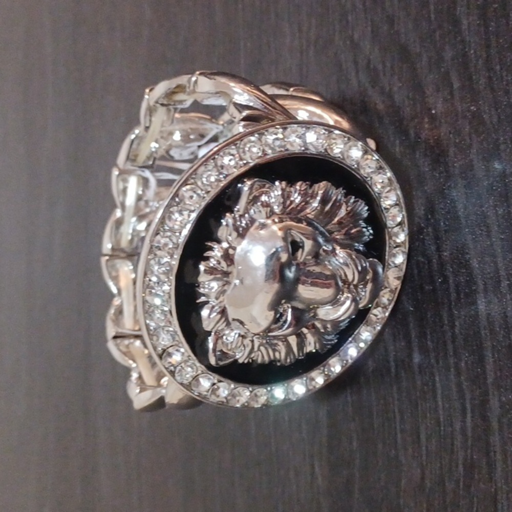 Silver Lion Head Bracelet (Statement Piece)